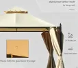 10' X 10' Steel Outdoor Patio Gazebo Large Design with Two-Tier Roof Polyester Privacy Curtains for Air