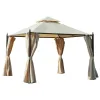10' X 10' Steel Outdoor Patio Gazebo Large Design with Two-Tier Roof Polyester Privacy Curtains for Air