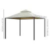 10' X 10' Steel Outdoor Patio Gazebo Large Design with Two-Tier Roof Polyester Privacy Curtains for Air