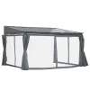 10' x 13' Outdoor Patio Gazebo with Sloping Polycarbonate Roof, Durable Aluminum Frame, & Netting Curtain