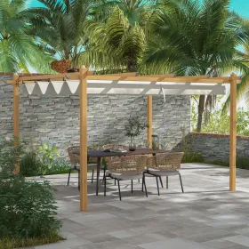 10' x 13' Retractable Pergola Canopy, Aluminum Pergola Sun Shade Shelter for Garden, Patio, Backyard, Deck, Cream