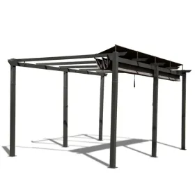 11 X 16 FT Outdoor Living Outdoor Retractable Pergola with Weather-Resistant Canopy Aluminum Garden Pergola Patio Grill Gazebo for Courtyard