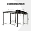 11 X 16 FT Outdoor Living Outdoor Retractable Pergola with Weather-Resistant Canopy Aluminum Garden Pergola Patio Grill Gazebo for Courtyard