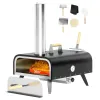 12-Inch Portable Wood-Fired Pizza Oven with Automatic Rotating Stone