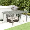 12' x 16' Outdoor Pergola, Wood Gazebo Grape Trellis with Stable Structure for Climbing Plant Support, Gray