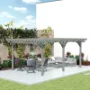 12' x 16' Outdoor Pergola, Wood Gazebo Grape Trellis with Stable Structure for Climbing Plant Support, Gray