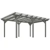 12' x 16' Outdoor Pergola, Wood Gazebo Grape Trellis with Stable Structure for Climbing Plant Support, Gray
