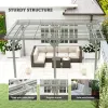 12' x 16' Outdoor Pergola, Wood Gazebo Grape Trellis with Stable Structure for Climbing Plant Support, Gray