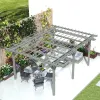 12' x 16' Outdoor Pergola, Wood Gazebo Grape Trellis with Stable Structure for Climbing Plant Support, Gray