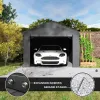 12' x 20' Metal Carport, Heavy Duty Garage Car Canopy with Galvanized Metal Roof and Removable Sidewalls, Dark Gray