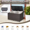 133 Gallon Outdoor Wicker Storage Box with Zippered Liner