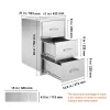 Outdoor Kitchen Stainless Steel Double Access Drawers with Paper Towel Holder Combo for BBQ Island or Grill Station