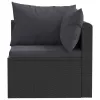 2 Piece Patio Sofa Set with Cushions Poly Rattan Black