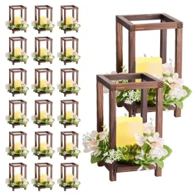 20 Set/60 Pcs Wooden Wedding Lantern Centerpiece