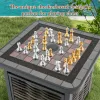 21.5 Inches Outdoor PE Rattan Side Table Square End Table with Umbrella Hole