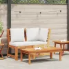 3 Piece Patio Lounge Set with Cream Cushion Solid Acacia Wood