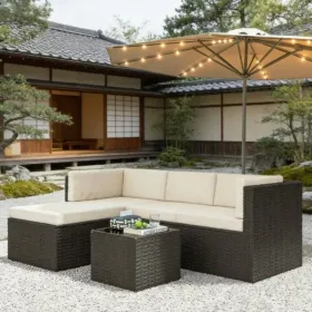 3-piece terrace furniture set, outdoor furniture set, garden set, beige