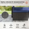 3-piece terrace furniture set, outdoor furniture set, garden set, navy blue