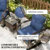 3-piece terrace furniture set, outdoor rocking chair with coffee table, garden set, brown