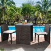 3 Pieces Cushioned Wicker Patio Bistro Set