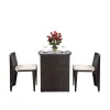 3 Pieces Cushioned Wicker Patio Bistro Set