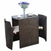 3 Pieces Cushioned Wicker Patio Bistro Set