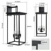 30"(H) 1pcs 4-Light Black Outdoor Wall Light, Weatherproof Wall Sconces for Porch, Garden, Patio (No Bulbs)