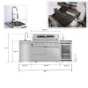 44-Inch 6-Burner 85000 BTU Deluxe Stainless Steel Gas Outdoor Kitchen Bar Barbecue Island Grill + Wine Cooler Compact Refrigerator