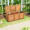 47 Gallon Acacia Wood Storage Bench Box for Patio Garden Deck