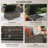 6 Pieces Wicker Patio Furniture Set with Cushions, 7-Seater Rattan Patio Sofa Set with Storage Table