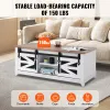 48" Farmhouse Coffee Table, Rectangle Coffee Table with 2 Sliding Barn Doors, 2 Tiers Wooden Rustic Table with Removable Shelves