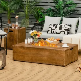 48 x 27 Inch Outdoor Gas Fire Pit Table 50,000 BTU with Lava Rocks and Cover 48 x 27 Inch Outdoor Gas Fire Pit Table 50,000 BTU with Lava Rocks and Cover