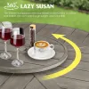 Azur Patio Aluminum Round 60" Dining Table With Removable Lazy Susan For 6 Person