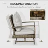 4pc Patio Set with Cushions Rattan Rocking Chair Wicker Loveseat Aluminum Table