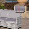 5-Piece Gray Wicker Outdoor Conversational Sofa Set with Fire Pit Table and Ottoman