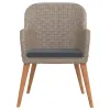 5 Piece Patio Dining Set with Cushions Brown