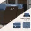 5-Piece Patio Furniture Set with PE Rattan Three-Seater Sofa, Armchairs, Footstools, Cushions, Deep Coffee