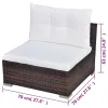 5 Piece Patio Lounge Set with Cushions Poly Rattan Brown