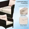5 Pieces  Lounge Chair Outdoor Patio Conversation Set with 2 Cushioned Chairs, 2  Tempered Glass Top Coffee Table