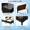5 Pieces  Lounge Chair Outdoor Patio Conversation Set with 2 Cushioned Chairs, 2  Tempered Glass Top Coffee Table