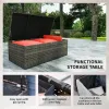 6 Pieces Wicker Patio Furniture Set with Cushions, 7-Seater Rattan Patio Sofa Set with Storage Table