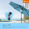 Patio Tree Patio 9Ft Market Umbrella Stripe With Sunbrella®, Outdoor Table Umbrella For Patio,Porch (Dolce Oasis)