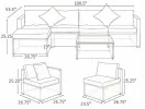 6 Piece Set PE Rattan Wicker Sectional Sofa with Ottoman Tempered Glass Table Mixed Brown & Cream White All-Weather Cushioned Conversation Set