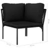 6 Piece Patio Lounge Set with Cushions Black PVC