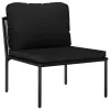 6 Piece Patio Lounge Set with Cushions Black PVC