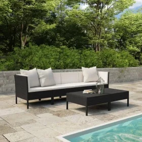 Garden Furniture Set Black PE rattan 27.2 in Seats Many