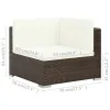 6 Piece Patio Lounge Set Poly Rattan Brown with Cream White Cushions