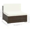 6 Piece Patio Lounge Set Poly Rattan Brown with Cream White Cushions