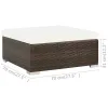6 Piece Patio Lounge Set Poly Rattan Brown with Cream White Cushions