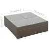 6 Piece Patio Lounge Set Poly Rattan Brown with Cream White Cushions